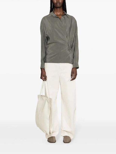 LEMAIRE draped silk blend shirt - Green