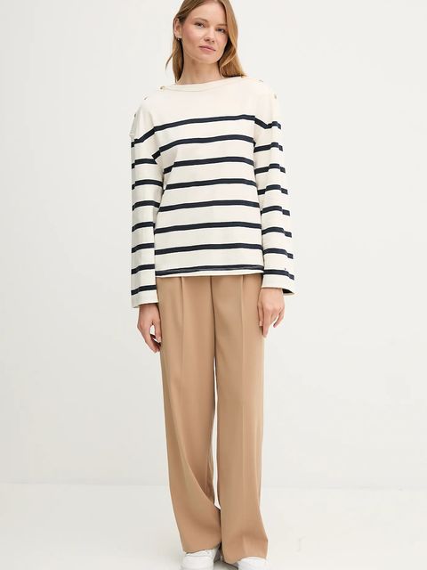 Tommy Hilfiger longsleeve bawełniany kolor beżowy WW0WW45760 - zdjęcie produktu nr 2