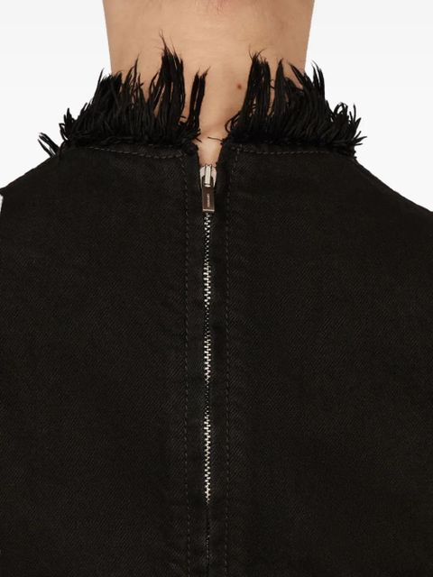 Ferragamo frayed-brim mini dress - Black