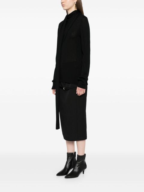 TOTEME draped-scarf fine knit top - Black