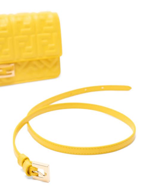 FENDI embossed chain shoulder bag - Yellow