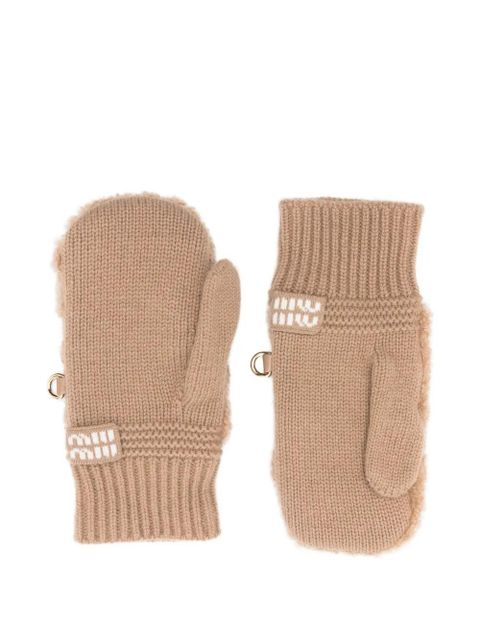 Miu Miu shearling gloves - Neutrals - zdjęcie produktu nr 2
