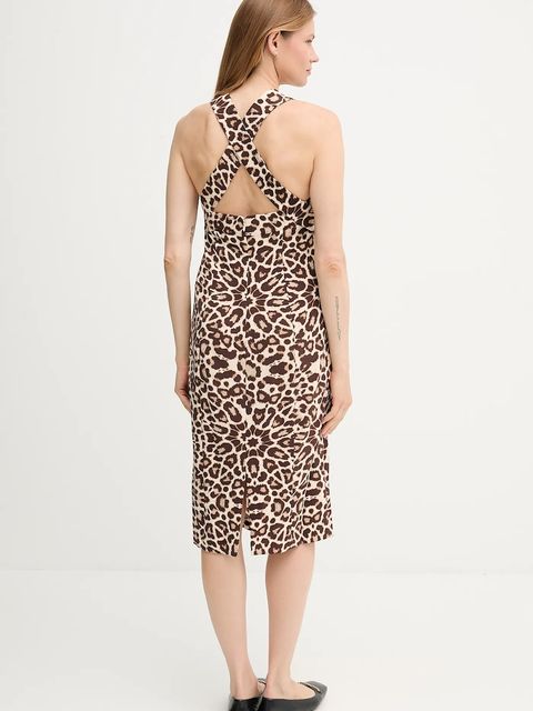 Dkny sukienka kolor beżowy midi prosta DD5N1L20 - zdjęcie produktu nr 2