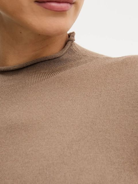 Sisley sweter z dodatkiem wełny damski kolor brązowy z półgolfem 11BAM105P