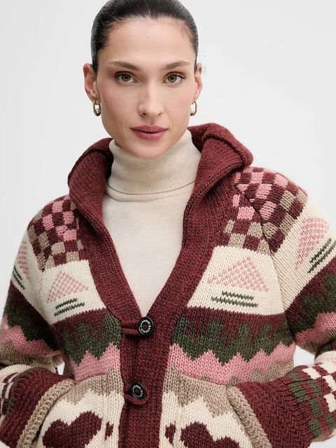 Barbour kardigan z dodatkiem wełny RUBY damski kolor czerwony ciepły LKN1695