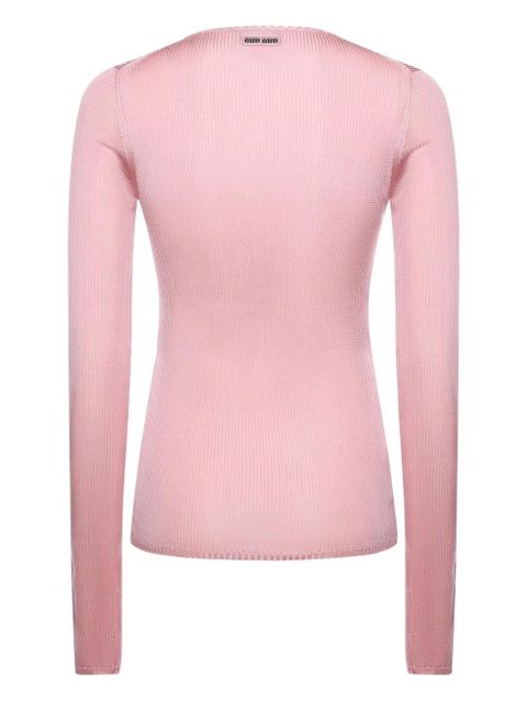 Miu Miu V-neck ribbed top - Pink - zdjęcie produktu nr 2