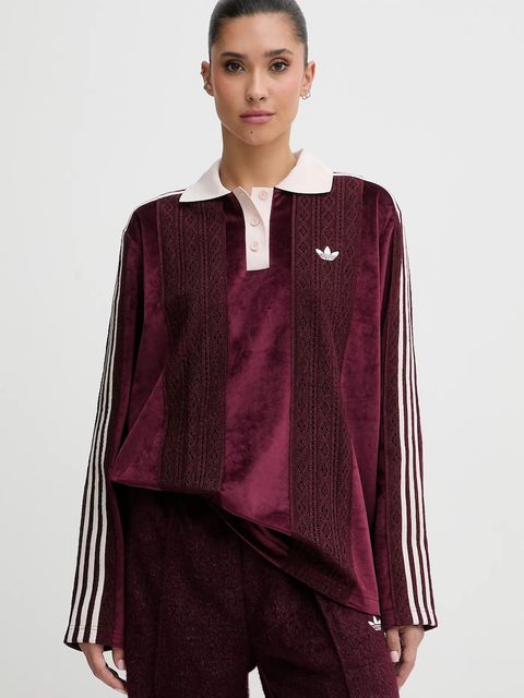 adidas Originals longsleeve welurowy kolor bordowy KS7795 - zdjęcie produktu nr 1