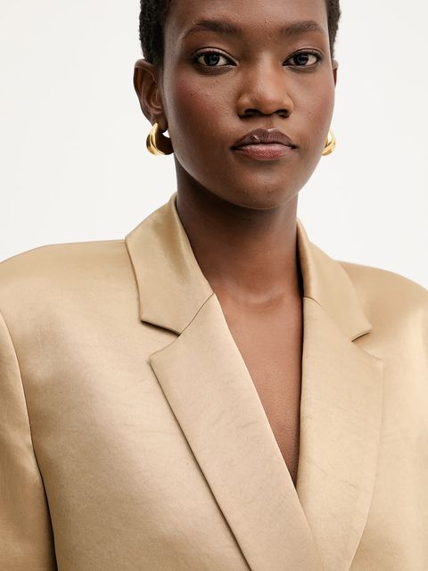 Liviana Conti marynarka kolor beżowy jednorzędowa gładka F5WS88