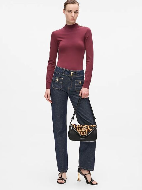 Karl Lagerfeld torebka skórzana kolor brązowy A4W30124