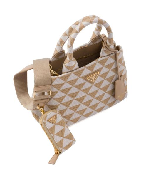 Prada Symbole embroidered tote bag - Neutrals