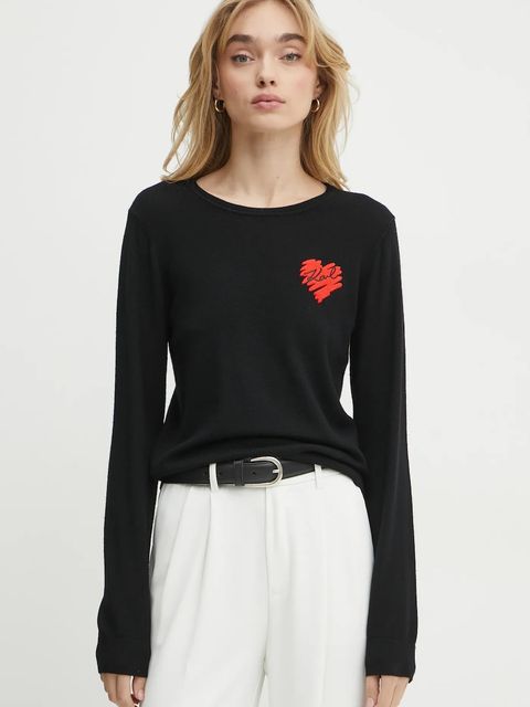 Karl Lagerfeld sweter wełniany damski kolor czarny lekki A1W18051 - zdjęcie produktu nr 1