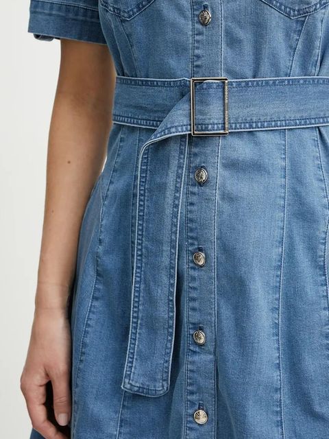 Morgan sukienka jeansowa RIXES kolor niebieski mini rozkloszowana RIXES