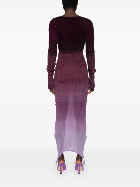 The Attico ombré ribbed-knit midi dress - Purple