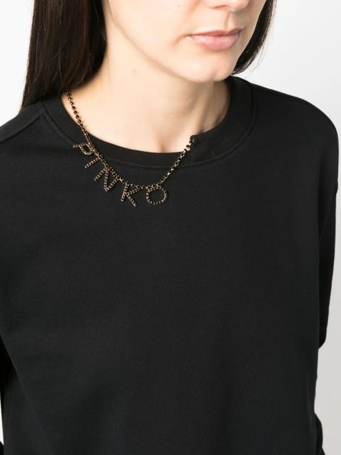 PINKO logo-charm cotton sweatshirt - Black