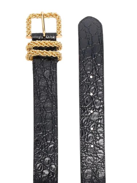 BY FAR Kat crocodile-effect leather belt - Black - zdjęcie produktu nr 2