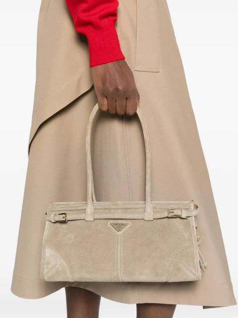 Prada medium Bonnie suede tote bag - Neutrals