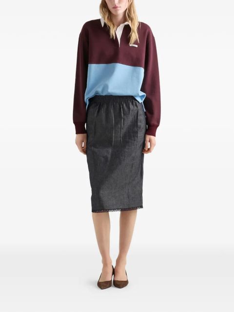 Prada long-sleeved cotton fleece polo shirt - Red - zdjęcie produktu nr 2