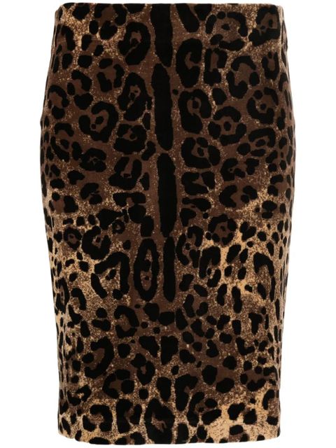 Dolce & Gabbana leopard-print pencil skirt - Brown - zdjęcie produktu nr 1