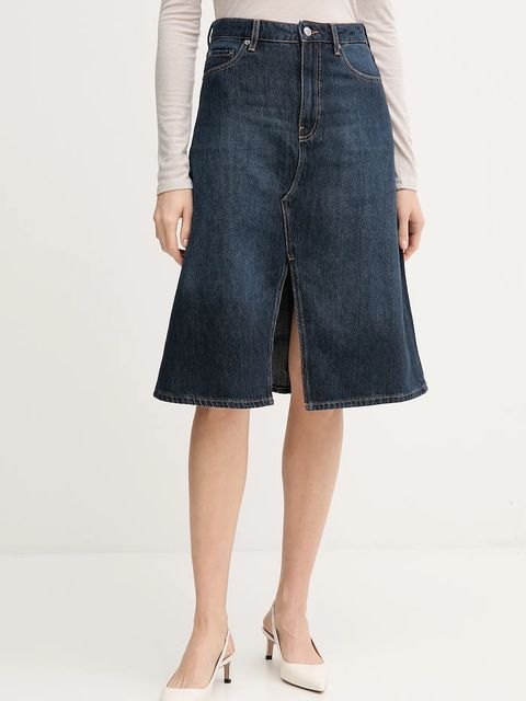 Tommy Hilfiger spódnica jeansowa kolor granatowy midi rozkloszowana WW0WW46776 - zdjęcie produktu nr 1