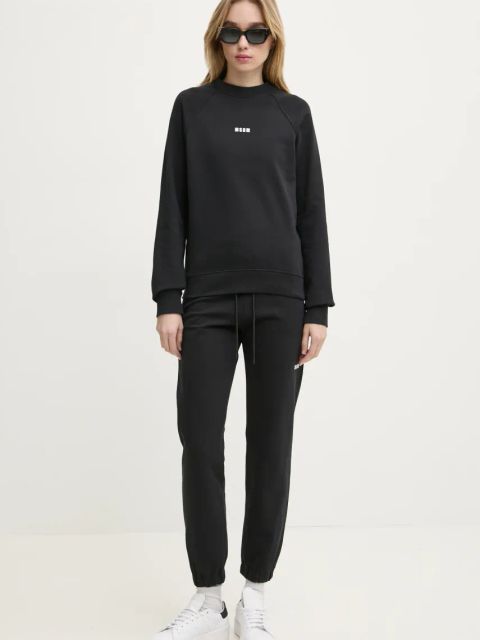 MSGM bluza bawełniana damska kolor czarny z nadrukiem 2000MDM503.300000