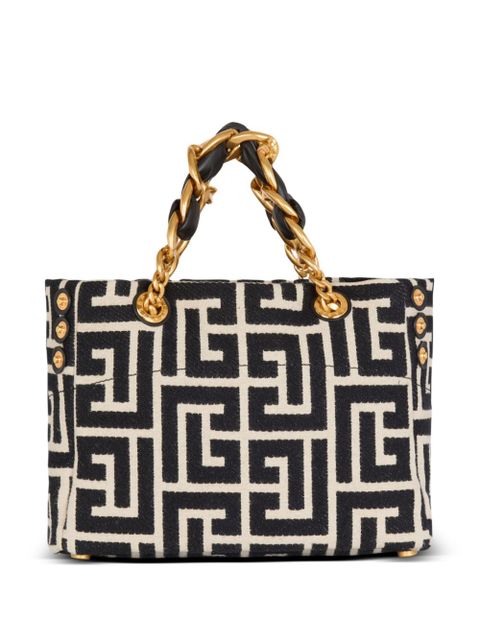 Balmain small 1945 Soft jacquard tote bag - Black