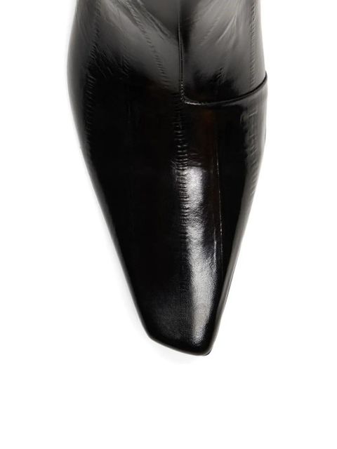 LouLou de Saison 35mm Joan eel-effect leather beveled-toe boots - Black - zdjęcie produktu nr 2