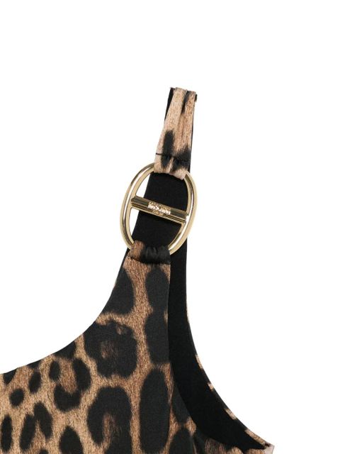 Moschino O-ring leopard-print swimsuit - Neutrals