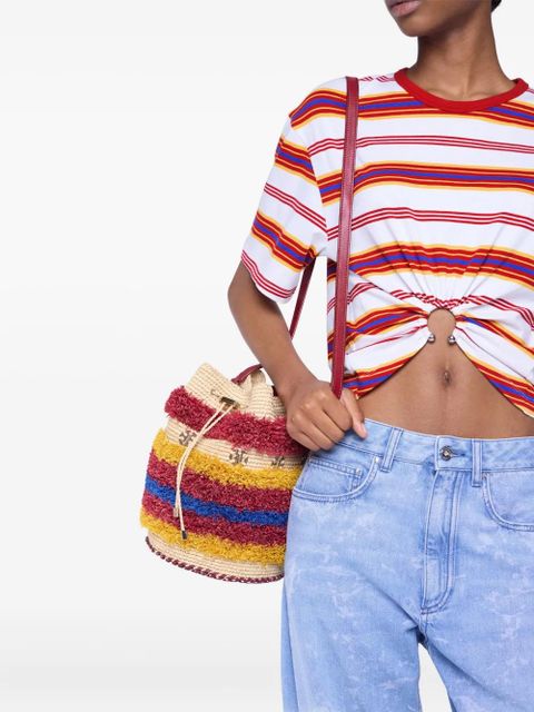 Rabanne woven striped bucket bag - Neutrals