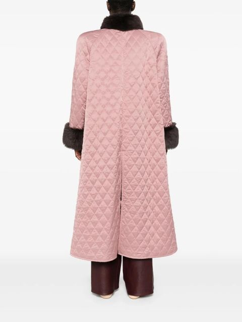 Chloé shearling-trim quilted coat - Pink
