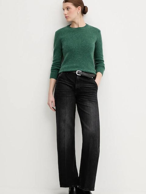 United Colors of Benetton sweter wełniany damski kolor zielony lekki - zdjęcie produktu nr 2