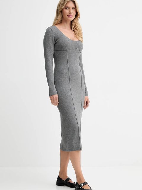 Calvin Klein sukienka kolor szary midi dopasowana LV044D366G - zdjęcie produktu nr 2