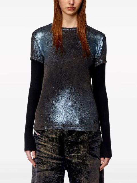 Diesel T-Miwa layered acid-wash T-shirt - Black