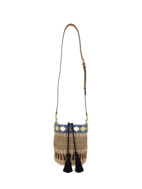 Valentino Garavani Garavani small raffia embroidered bucket bag - Neutrals - zdjęcie produktu nr 1