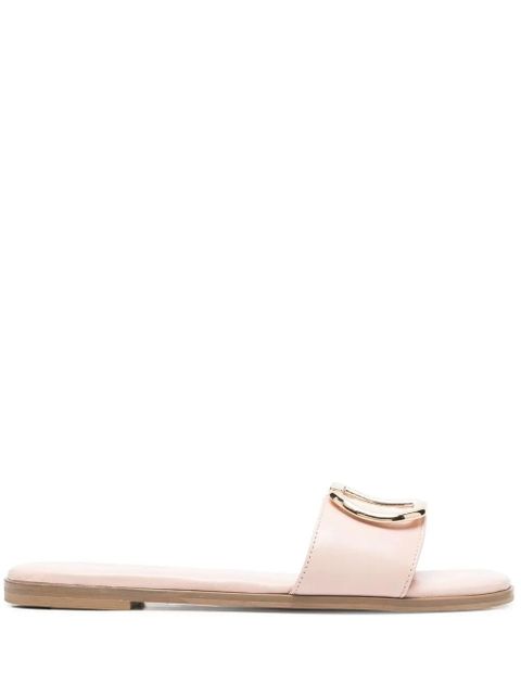 TWINSET logo plaque square-toe slides - Pink - zdjęcie produktu nr 1