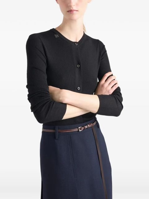 Prada button-up ribbed cardigan - Black