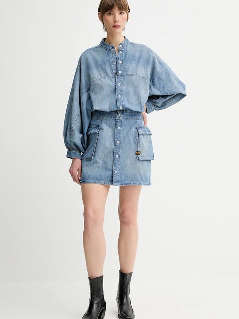 G-Star sukienka jeansowa kolor niebieski mini prosta D26286-D539