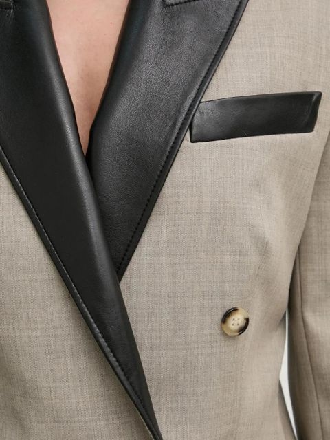 Nanushka Pacey leather-trimmed double-breasted blazer - Neutrals