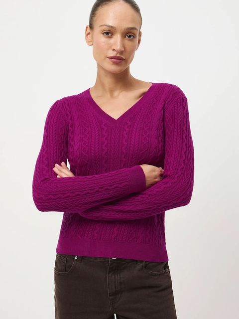 Medicine sweter z wełny merino kolor różowy - zdjęcie produktu nr 2