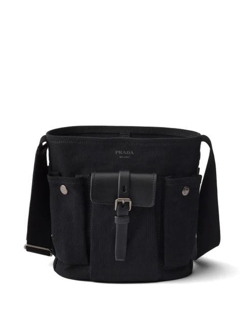 Prada Route mini canvas and leather bucket bag - Black - zdjęcie produktu nr 2