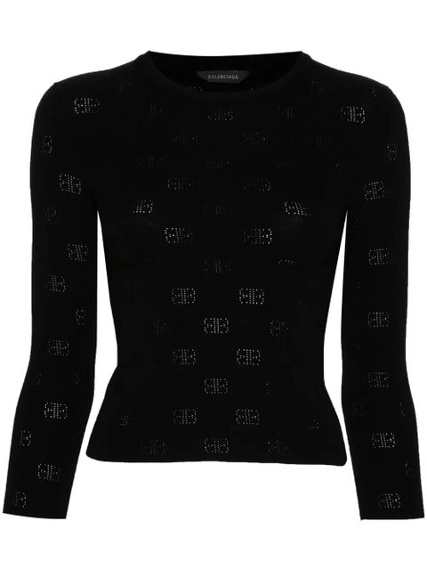 Balenciaga BB-pattern open-knit jumper - Black - zdjęcie produktu nr 1