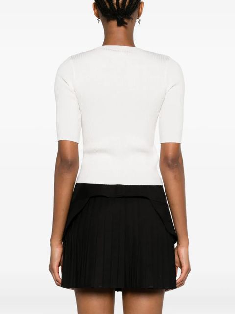 PINKO logo intarsia-knit wool top - White