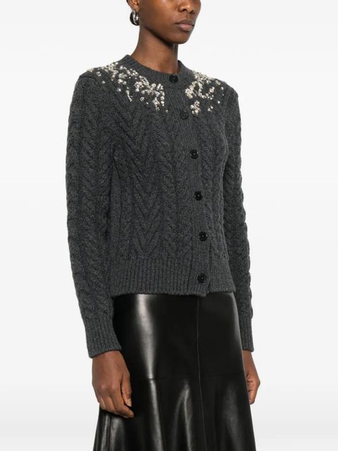 Alexander McQueen crystal cable-knit cardigan - Grey