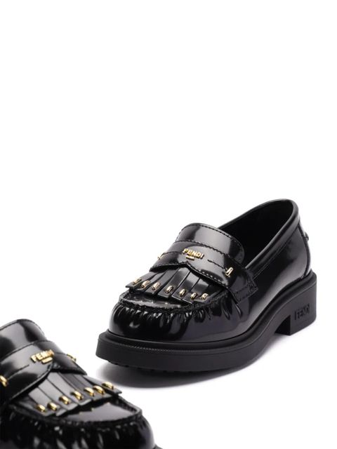 FENDI logo-plaque leather loafers - Black - zdjęcie produktu nr 2