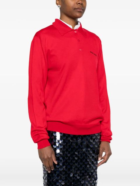 Miu Miu logo-intarsia polo shirt - Red