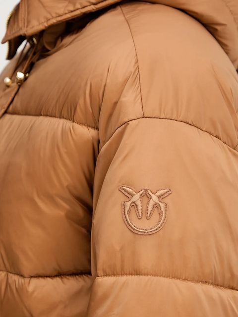 Pinko kurtka kolor brązowy zimowa oversize 105656 A2TF