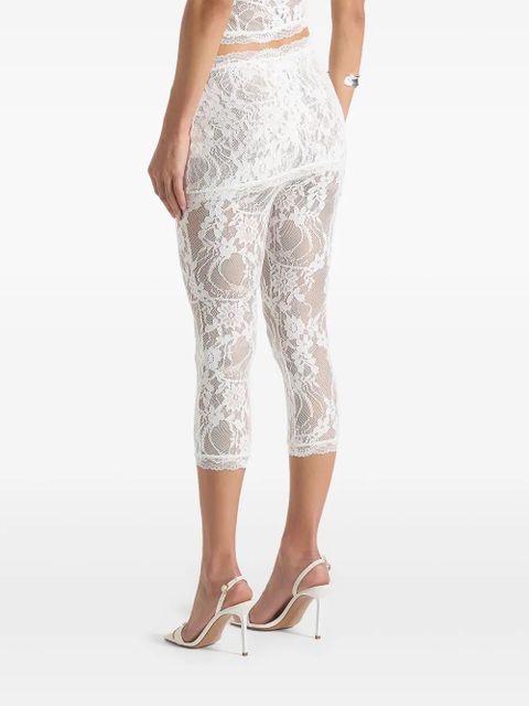 Manière De Voir Aimée lace asymmetric capri trousers - White