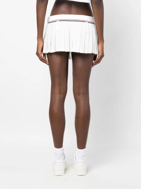 Miu Miu intarsia-logo pleated skirt - White