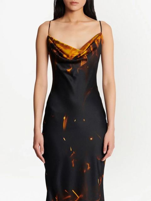 Balmain fire-print maxi dress - Black