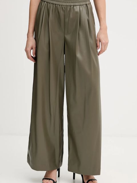 United Colors of Benetton spodnie damskie kolor zielony szerokie high waist 4M3CDF0A8 - zdjęcie produktu nr 1