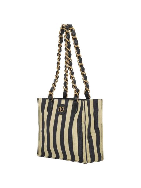 Valentino Garavani striped chain tote bag - Black